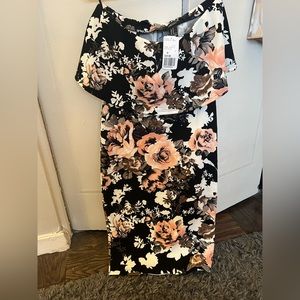 Forever 21 off shoulder floral midi dress